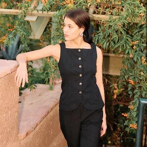 Ciao Lucia L Amira Button Top Black